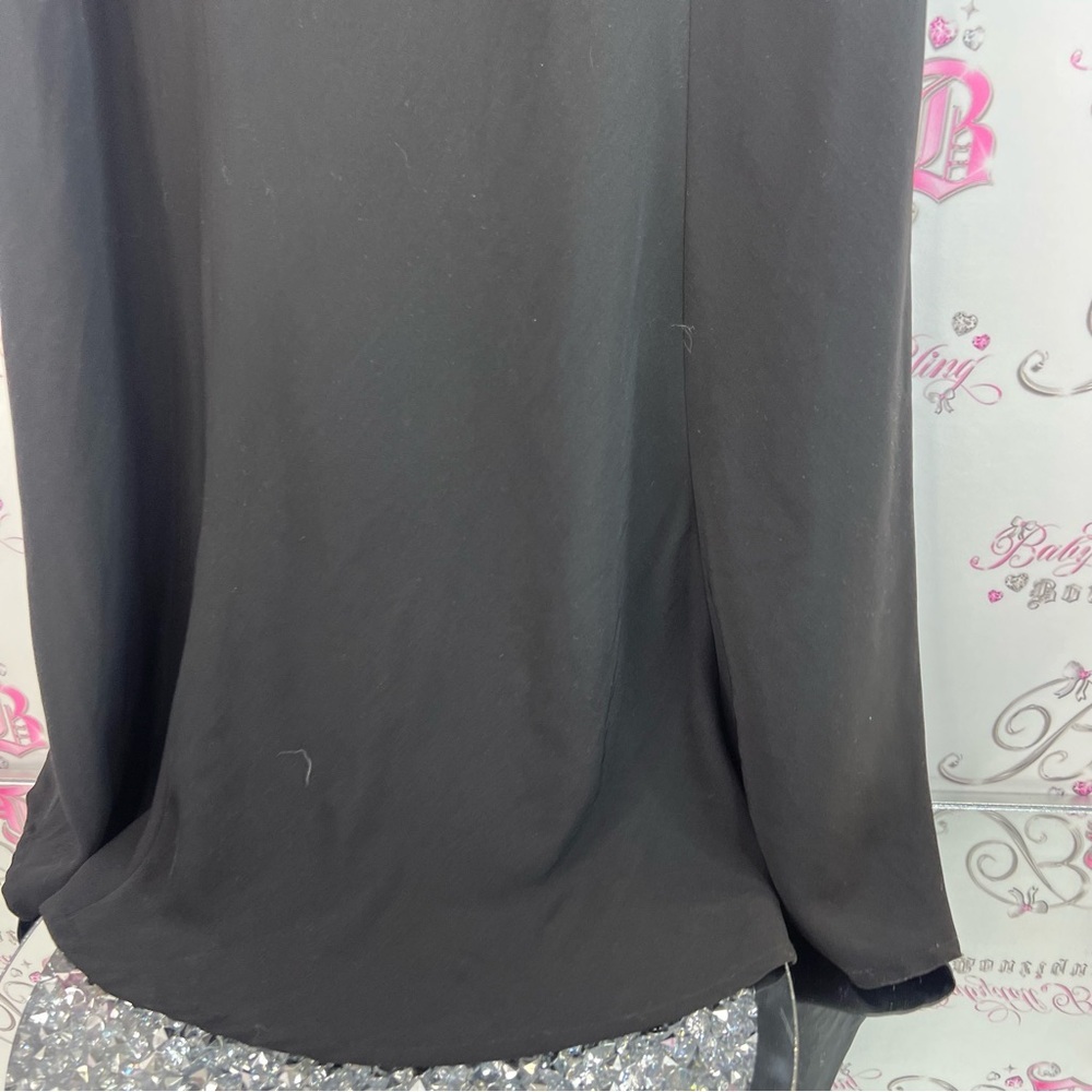Cleocleo petite dress rhinestone bling cowl neck swoop Black Dress silver detail - Picture 8 of 13